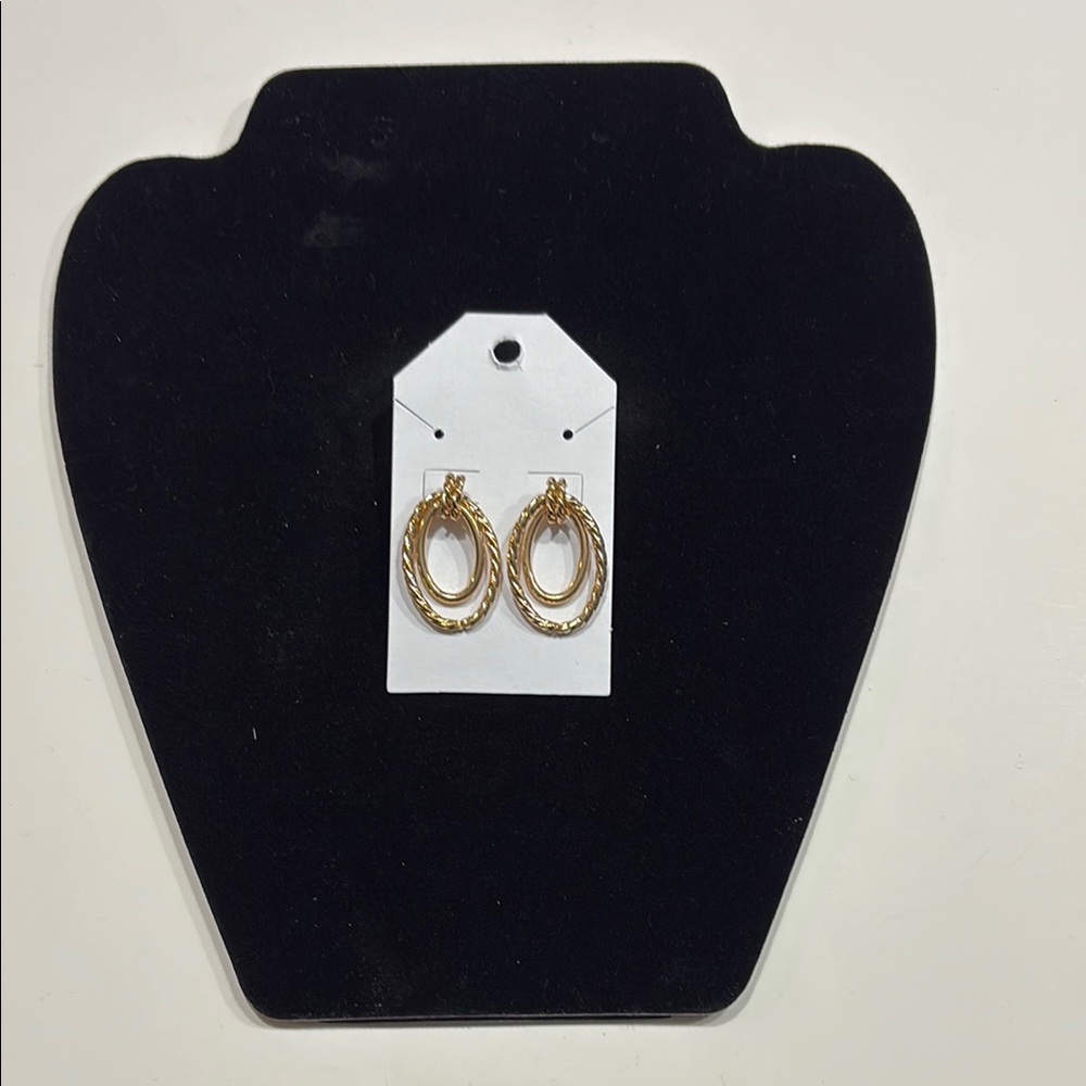 Gold Double Hoop Drop Earrings - Women Jewelry